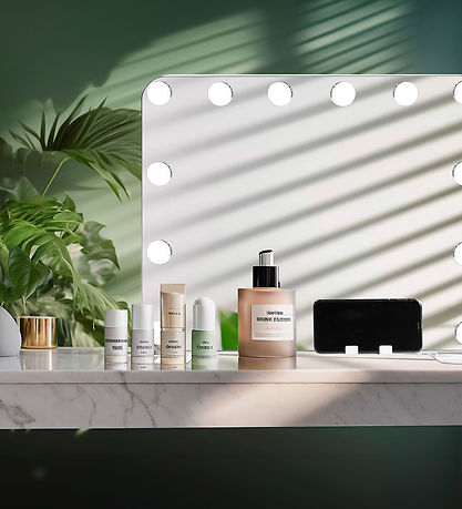 Gillian Jones Makeupspejl - 12 LED/Smartphoneholder - Hvid