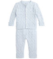 Polo Ralph Lauren Sæt - Cardigan/Bukser - Strik - Pearl Blue Polo Ralph Lauren Sæt - Cardigan/Bukser - Strik - Pearl Blue