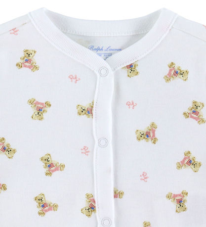 Polo Ralph Lauren Heldragt - Hvid/Pink m. Bamser Polo Ralph Lauren Heldragt - Hvid/Pink m. Bamser