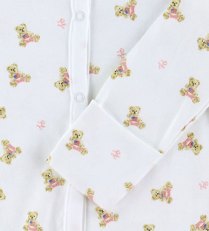 Polo Ralph Lauren Heldragt - Hvid/Pink m. Bamser Polo Ralph Lauren Heldragt - Hvid/Pink m. Bamser