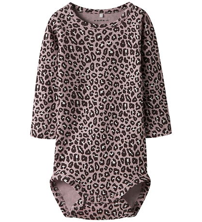 Name It Bodysuit l/s - NbfLeoana - Burnished Lilac w. Leopard Pr