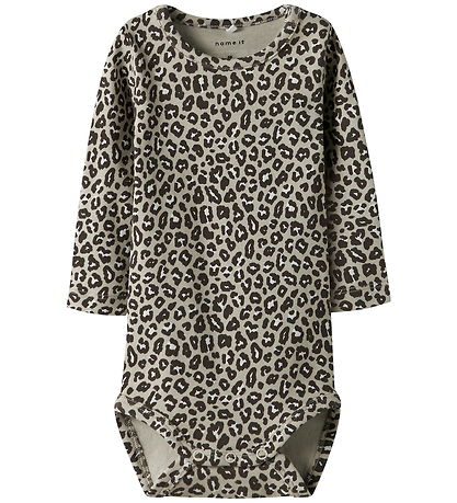 Name It Bodysuit l/s - NbfLeoana - Peyote w. Leopard Print
