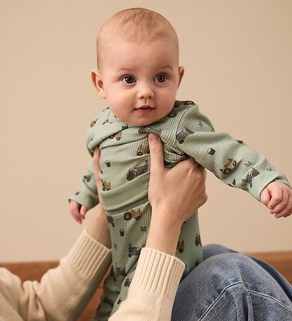 Name It Bodysuit l/s - Waffle Fabric - NbmLactor - Jadeite w. Pr
