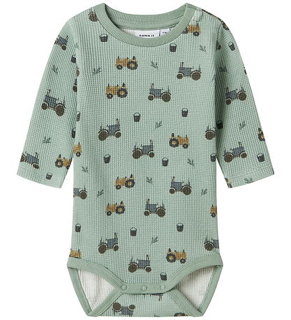 Name It Bodysuit l/s - Waffle Fabric - NbmLactor - Jadeite w. Pr