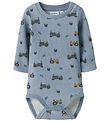 Name It Bodysuit l/s - Waffle Fabric - NbmLactor - Dusty Blue w.