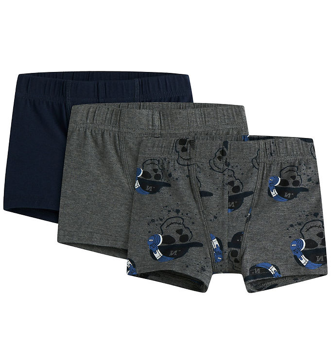 Name It Boxershorts 3-pak Dark Grey Melange/dark Sapphire Med Print - Str. 1.5y 86cm