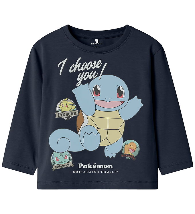 Name It Pokémon Bluse Navy Blazer Med Squirtle Print - Str. 2y 92cm