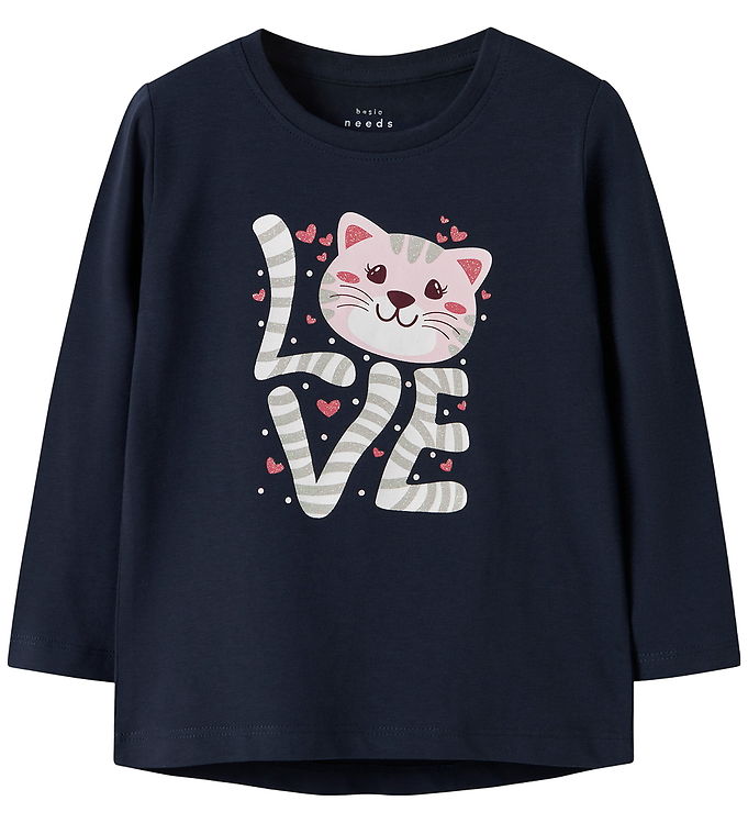 Name It Bluse - NmfVix - Navy Blazer/Love Cat