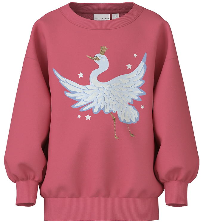 Name It Sweatshirt Rapture Rose Med Svane Print - Str. 3y 98cm