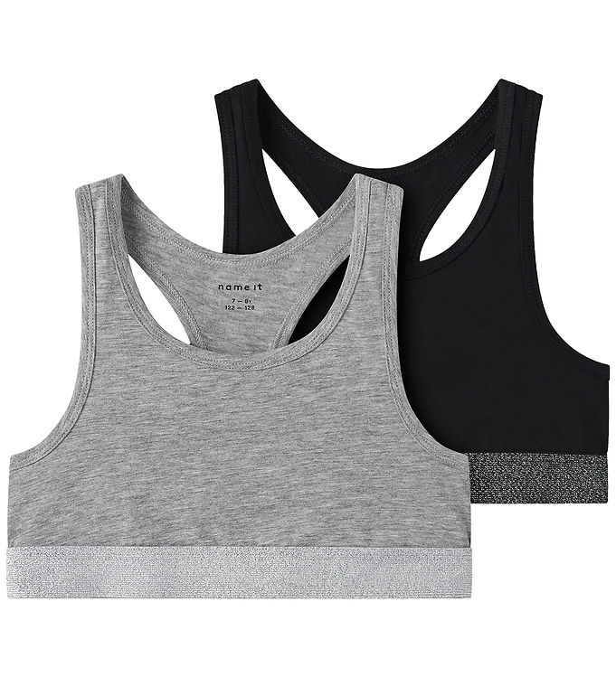 Name It Toppe - Noos - NkfShort - 2-pak - Sort/Gråmeleret