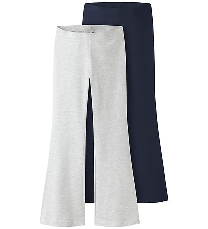 Name It Bukser - 2-pak - NkfVivii - Lysegråmeleret/Navy Blazer