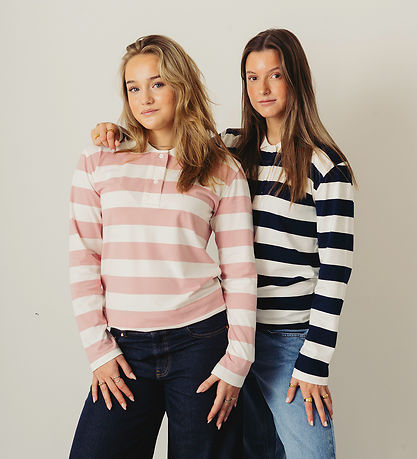 Grunt Polobluse - GrAnte - Dusty Rose/Hvidstribet