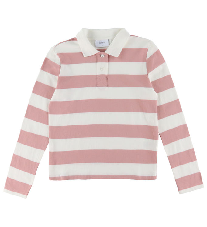Grunt Polobluse - GrAnte - Dusty Rose/Hvidstribet