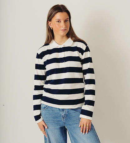 Grunt Polobluse - GrAnte - Navy/Hvidstribet