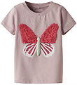 Name It T-Shirt - NmfLofla - Brüniert Lilac m. Schmetterling