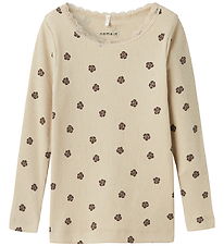Name It Bluse - Rib - NmfLaikabna - Peyote m. Blomster Name It Bluse - Rib - NmfLaikabna - Peyote m. Blomster