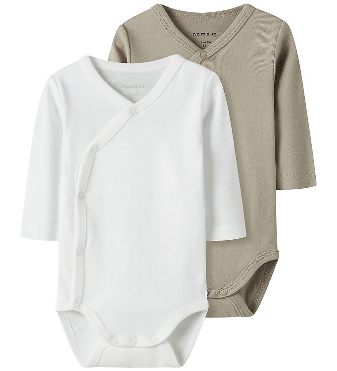 Name It Body 2-pak Pure Cashmere Og Bright White Med Wraplukning - Str. 6m 68cm