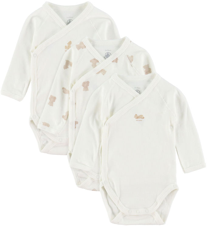 Petit Bateau Slå om Body l/æ - 3- pak - Hvid