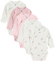 Petit Bateau Slå-om Body l/æ - 5-pak - Hvid/Rosa Petit Bateau Slå-om Body l/æ - 5-pak - Hvid/Rosa
