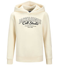 Jack & Jones Hættetrøje - JjMakoto - Antique White/Big Print Jack & Jones Hættetrøje - JjMakoto - Antique White/Big Print