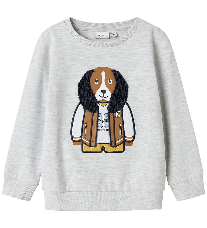 Name It Sweatshirt - NmmKamden - Lysegråmeleret m. Print