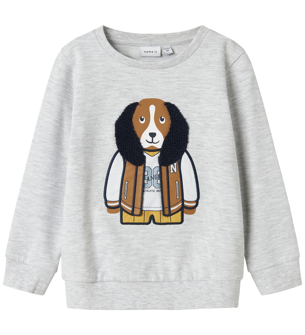 Name It Sweatshirt - NmmKamden - Hellgrau-Meliert m. Print - Name It - 2 Jahre (92) - Sweatshirts
