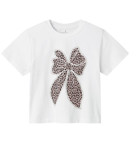 Name It T-Shirt - NmfLeoanja - Bright White m. Print