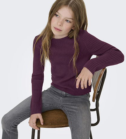 Kids Only Bluse - Strik - Rib - KogIbi - Mauve Wine/Solid