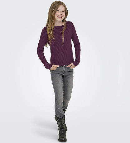 Kids Only Bluse - Strik - Rib - KogIbi - Mauve Wine/Solid