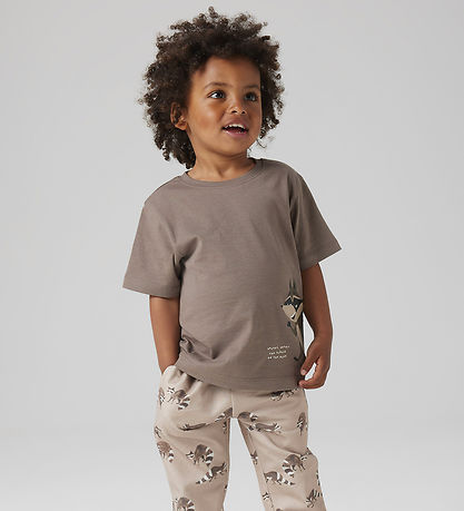 Name it Sweatpants - NmmKeonel - Simply Taupe m. Print