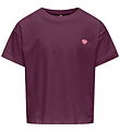 Kids Only T-shirt -KogMaiken - Mauve Wine/Heart Emb/Sea Pink Kids Only T-shirt -KogMaiken - Mauve Wine/Heart Emb/Sea Pink