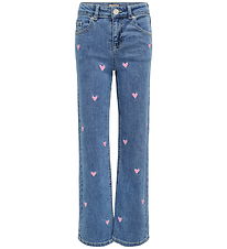 Kids Only Jeans - KogJuicy - Light Blue Denim/Pink Heart Embroii Kids Only Jeans - KogJuicy - Light Blue Denim/Pink Heart Embroii