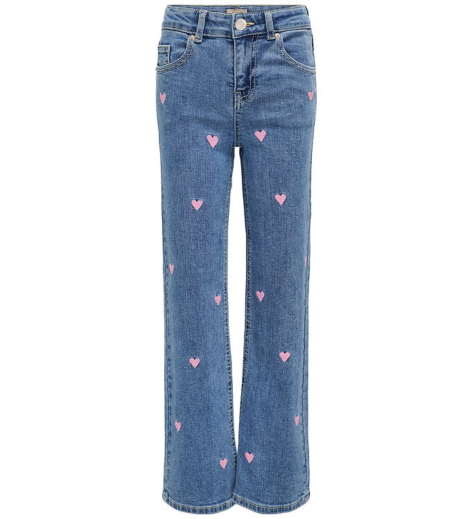 Kids Only Jeans - KogJuicy - Light Blue Denim/Pink Heart Embroii