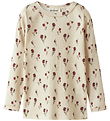 Lil Atelier Bluse - Rib - NmfLavo - Turtledove m. Blomster Lil Atelier Bluse - Rib - NmfLavo - Turtledove m. Blomster