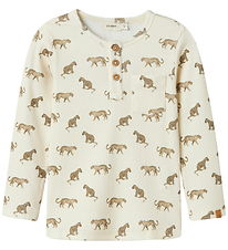 Lil Atelier Bluse - Rib - NmmLavo - Turtledove m. Print Lil Atelier Bluse - Rib - NmmLavo - Turtledove m. Print