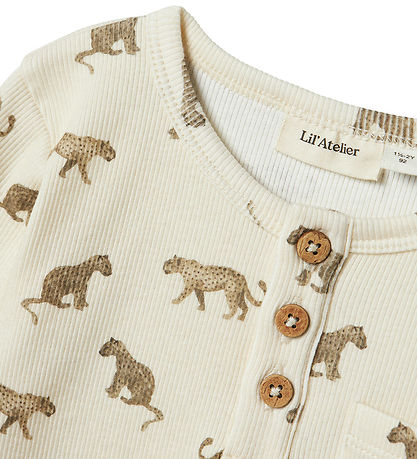 Lil Atelier Bluse - Rib - NmmLavo - Turtledove m. Print