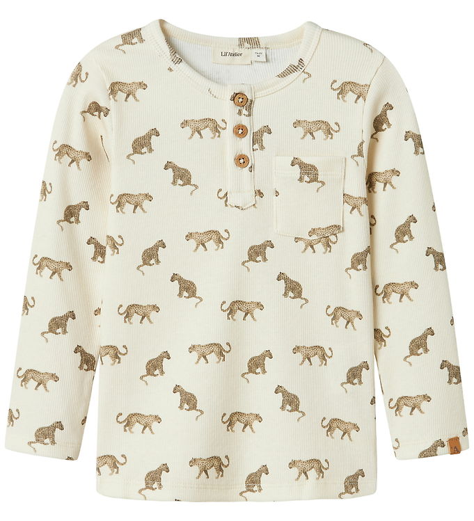 Lil Atelier Bluse - Rib - NmmLavo - Turtledove m. Print