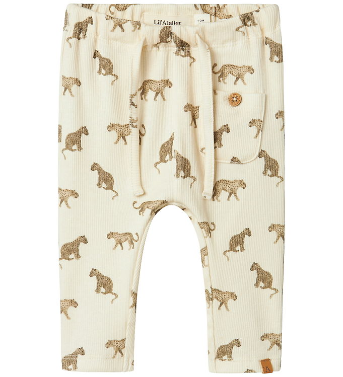 Lil Atelier Bukser - Rib - NbmLavo - Loose - Turtledove m. Print