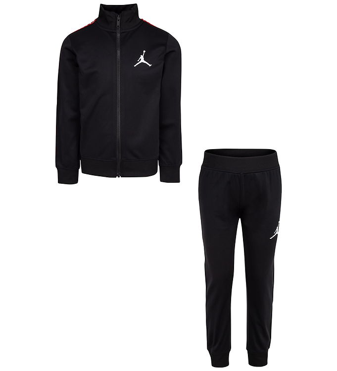 Jordan Træningssæt - Cardigan/Sweatpants - Sort m. Rød