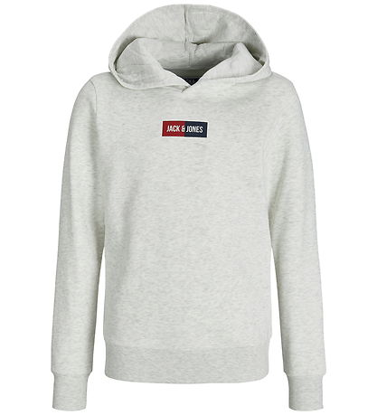 Jack & Jones Hoodie - JjPan - White Melange w. Logo