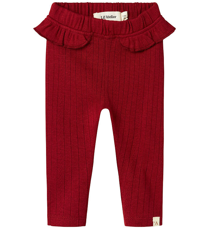 Lil Atelier Leggings - Rib - NbfRachel - Red Dahlia
