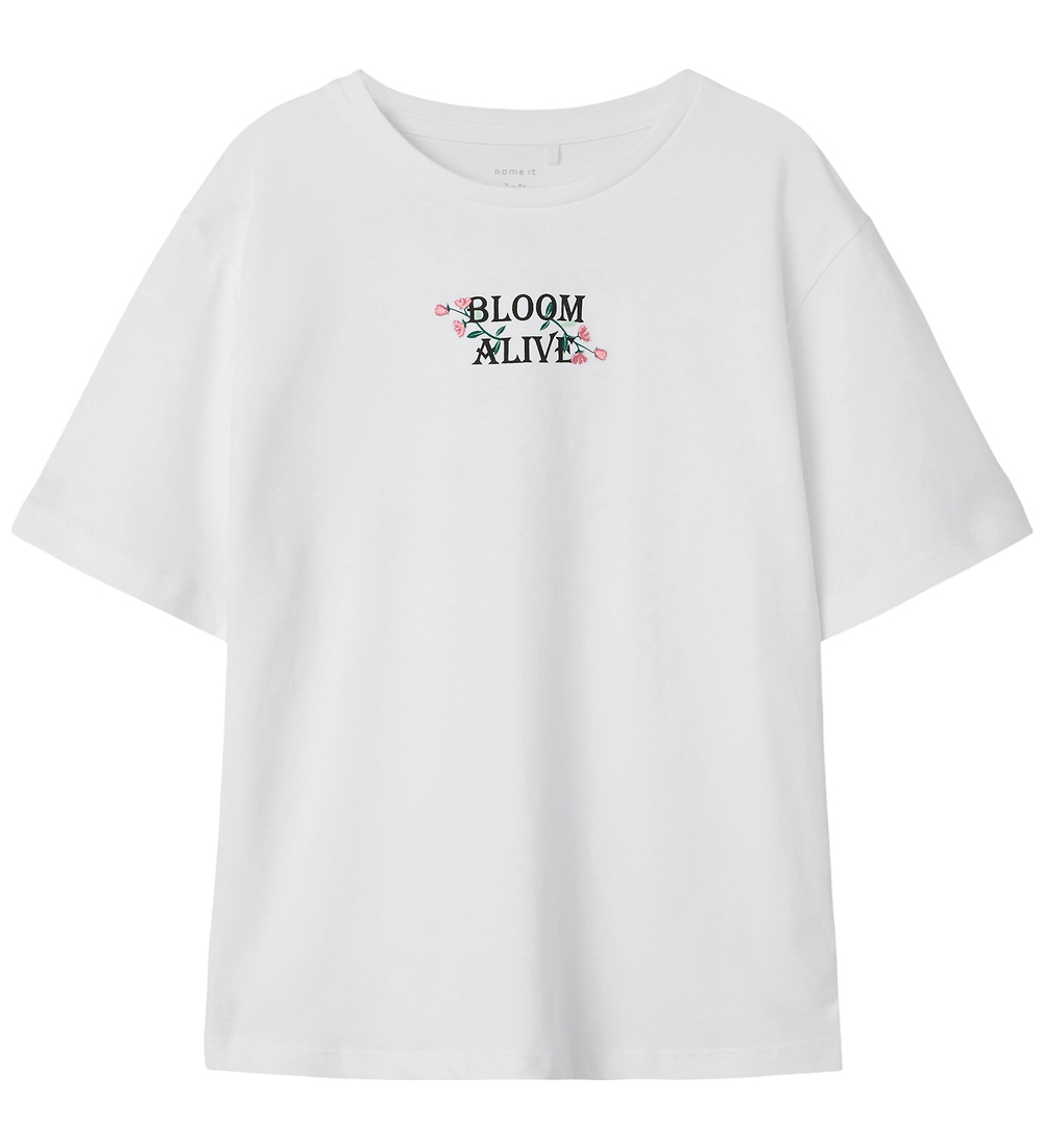 Name It T-Shirt - NkfLonnie - Bright White m. Print - Name It - 6 jaar (116) - T-Shirts