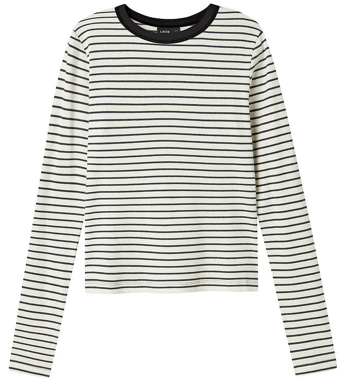 LMTD Bluse - Rib - Noos - NlfHinaja - Dark Grey Melange/White St