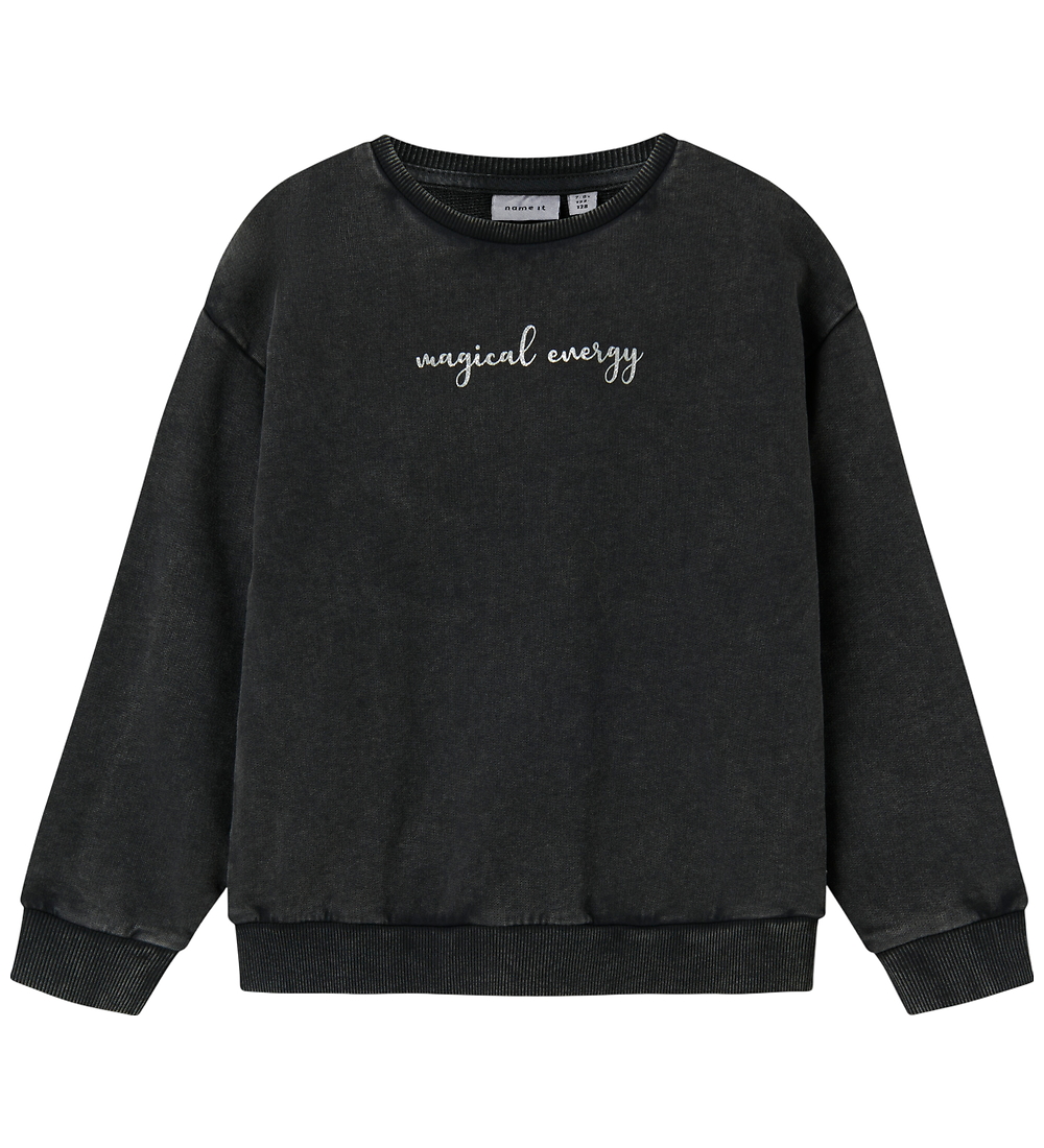Name It Sweatshirt - NkfLiva - Schwarz m. Print - Name It - 7-8 Jahre (122-128) - Sweatshirts