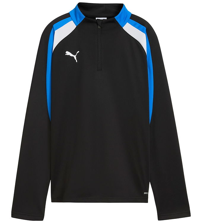 Puma Træningsbluse m. Lynlås - Sort m. Blå/Hvid