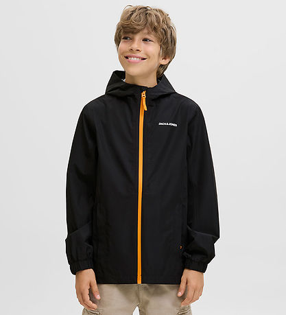 Jack & Jones Regnjakke - PE -  JjefLynn - Sort/Dark Cheddar Zipp