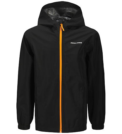 Jack & Jones Regnjakke - PE -  JjefLynn - Sort/Dark Cheddar Zipp