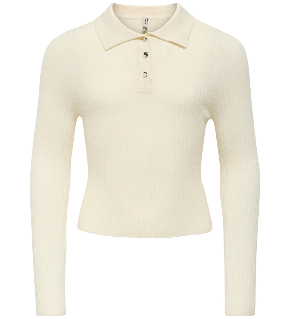 Kids Only Polo - Rib - Strick - KogMila - Birch/Gold Knopf - Kids Only - 7-8 Jahre (122-128) - Polos