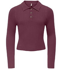 Kids Only Polo - Rib - Strik - KogMila - Mauve Wine/Gold Button Kids Only Polo - Rib - Strik - KogMila - Mauve Wine/Gold Button