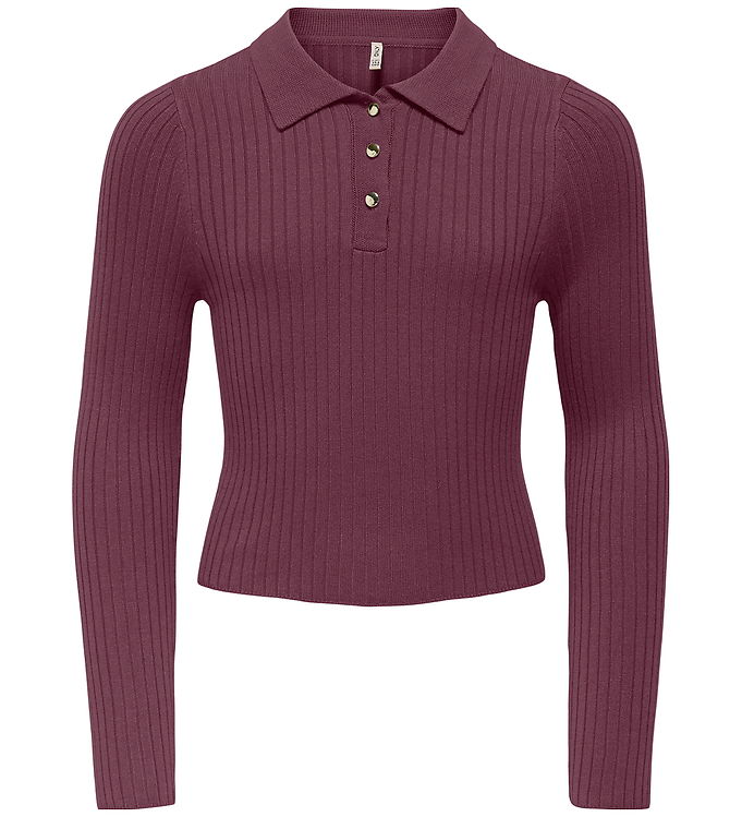 Kids Only Polo - Rib - Strik - KogMila - Mauve Wine/Gold Button